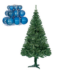 7ft Cedar Fir Tree with Powder Blue Gloss Baubles