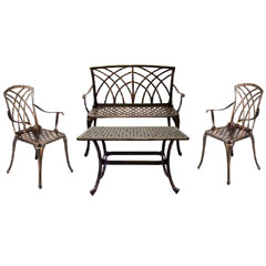 Ellister Stamford Cast Aluminium 4 seater 92cm Rectangular Garden Set