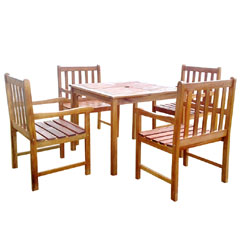 Ellister Portland FSC Acacia 4 Armchair 90cm Square Dining Set