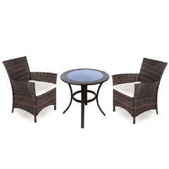 Greenfingers Moncafa Rattan 2 Armchair 60cm Round Table Set