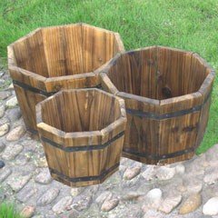 FSC Fir Octagonal Planters Set of 3