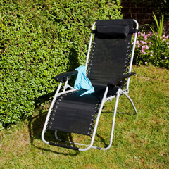 Ellister Royale Premier Sun Lounger - Black with Silver Frame