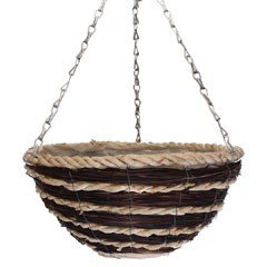 Natural Coffee and Cream Round Hanging Basket - 12in