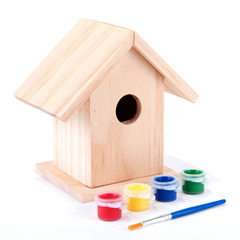 Paint Your Own Wooden Bird House Kit 13cm high