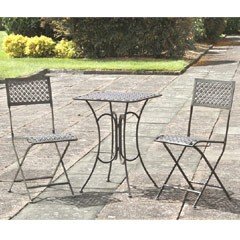 Heritage Tea For Two Steel 2 Folding Chairs 60cm Square Bistro Set