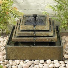 Smart Solar Natural Slate Tiered Fountain Solar Water Feature