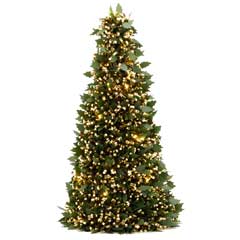 Festive Artificial Christmas Pre-Lit Holly & Gold Tinsel Cone Tree - 20in