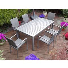 Rondeau Leisure Aranda Aluminium 6 Armchairs 180cm Rectangular Dining Set