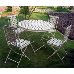 Rondeau Leisure Kingham Steel 4 Folding Chairs 90cm Circular Dining Set