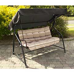 Greenfingers Padded 3 Seater Swing Seat - Cappuccino Stripe