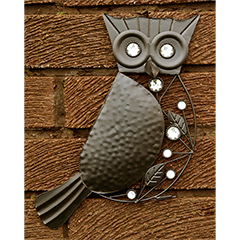 Verdigris Black Metal Owl Wall Art - 30cm high