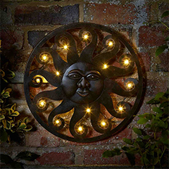 Celestial Sun Wall Art with 12 LED Lights - 40cm