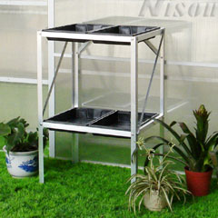 Nison Two Tier Aluminium Shelving With 4 Seed Trays - Silver