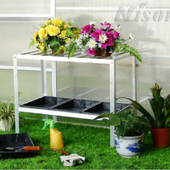 Nison Two Tier Aluminium Shelving With 3 Seed Trays - Silver