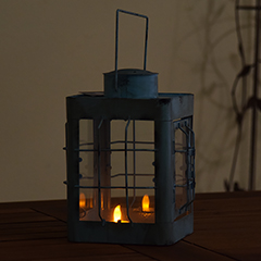 Verdigris Metal Lantern - 24cm Height