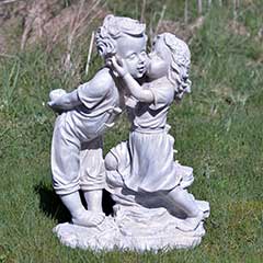 Boy And Girl Kissing Garden Statue - 49cm Height