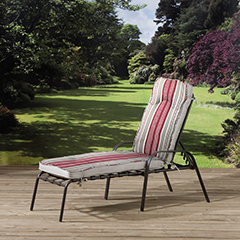 Pagoda Naples Cushioned Steel Sun Lounger - Red Stripes