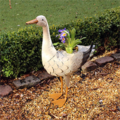 Metal Duck Planter with Pot - 55cm Height