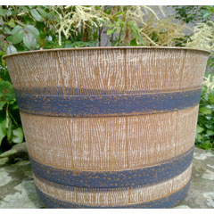 Whisky barrel planter 12.5in - Brown with Black Bands