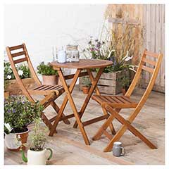 Ellister Wooden 2 Folding Chair 60cm Round Bistro Set