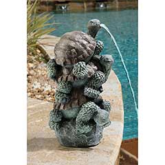 Design Toscano Stacked Tortoise Water Spitter Statue - 42cm Height