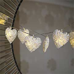 Wicker Hearts Battery Powered String Lights - 10 LEDs