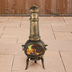 Greenfingers Rostock Cast Iron Chiminea with Grill - XLarge with Bronze Effect