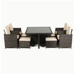 Ellister Corsica Rattan  4 Armchair 120cm Square Cubing Set  - Black/Brown Mix