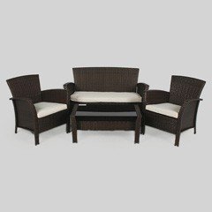 Greenfingers Alfresco Rattan Sofa Set - Black/Brown