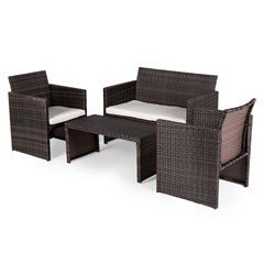 Greenfingers Moncafa Rattan 2 Chair and Sofa 90cm Rectangular Lounge Set