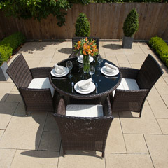 Greenfingers Moncafa 4 Seater Dining Set - Black/Brown - 105cm Table