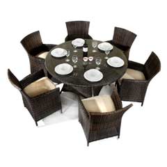 Ellister Odessa Rattan 6 Armchair 135cm Round Dining Set