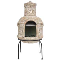 Star Flower Clay Chiminea & Grill Small - 75cm