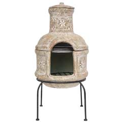 La Hacienda Star Flower Clay Chiminea & Grill Small