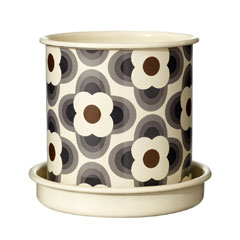 Orla Kiely Medium Grey Plant Pot