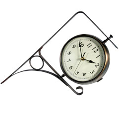 Town & Country Outdoor Dual Faced Bracket Clock and Thermometer 8in