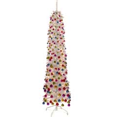 Festive Pencil Christmas Tree & Decorations 6ft   White