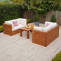 Ellister Genoa FSC Pine Double Sofa 100cm Rectangular Garden Set