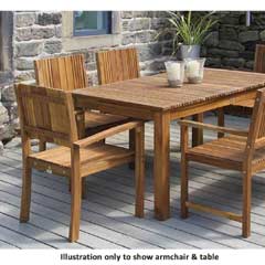 Fairhaven Acacia 4 Armchairs 150cm Rectangular Dining Set