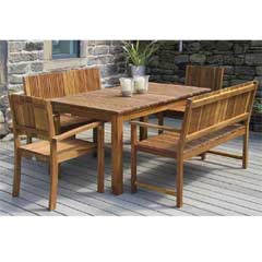 Pacific Fairhaven Acacia 2 Benches & 2 Armchairs 150cm Rectangular Dining Set