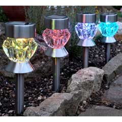 Smart Garden Crystal Glass Solar Stake Lights - Set of 4