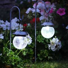 Smart Garden Shepherds Crook Crackle Globe Solar Lanterns - Set of 2