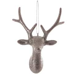 Christmas Silver Glitter Reindeer Tree Decoration - 16cm long