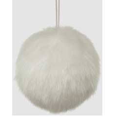 Christmas Baubles White Fur Ball - 9.5cm
