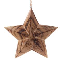 Christmas Baubles Wooden Hanging Star - 11.5cm