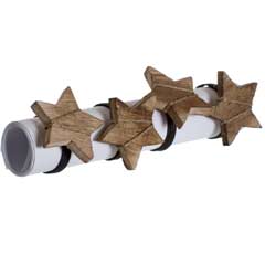 Christmas Wooden Rustic Star Napkin Rings - Set of 4