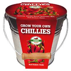 Taylors Chilli Metal Bucket Planter - Chilli Red Demon Seeds