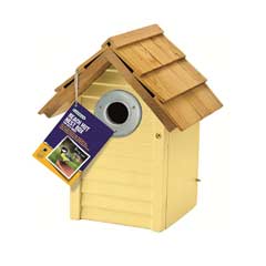 Gardman FSC Pine Beach Hut Nest Box - Creamy Yellow