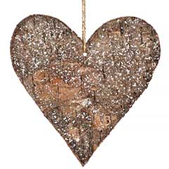 Festive Christmas Wooden Heart Ornament 14cm high