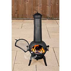 Embers Cast Iron Chiminea with BBQ Grill Black - 115cm